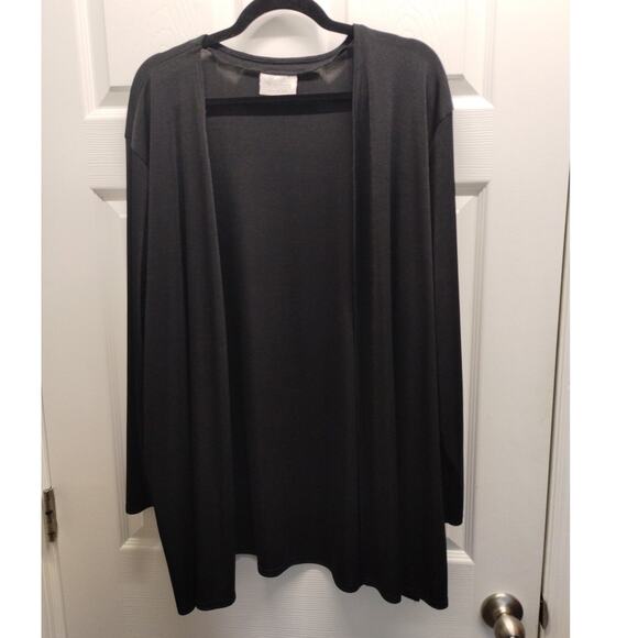 Kathie Lee Plus Size 22/24W Black Open Front Slinky Travel Packable Cardigan - Picture 1 of 5